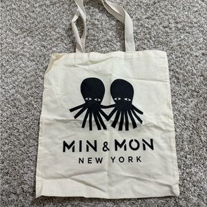 Min & Mon Cream Canvas Tote with Black Octopus Design